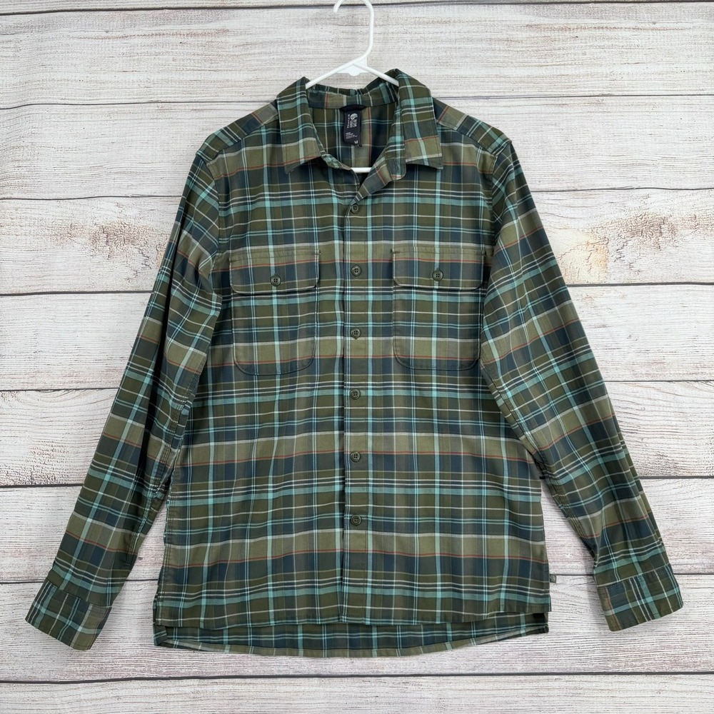 Mountain Hardwear Button Down Shirt Mens M Green Plaid OM7999 Long Sleeve